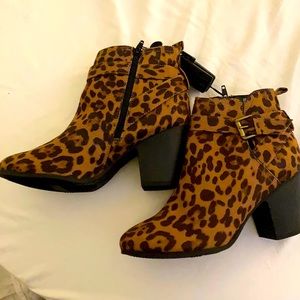 Time And True Leopard Print Booties